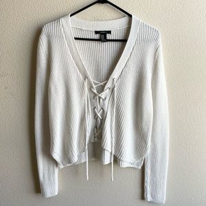 Forever 21 Knit Lace Tie Sweater